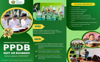 Pendaftaran Siswa Baru SDIT Ar Rahman TA 2026/2027